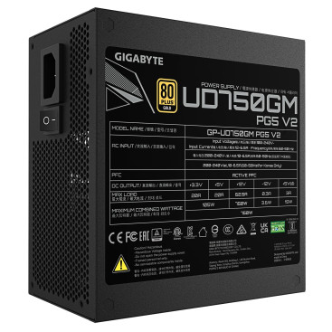 Gigabyte UD750GM PG5 V2, 750W, 80 PLUS Gold, GP-UD750GM PG5, черный