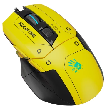 A4Tech Bloody W70 Max Punk, проводная, 10000dpi, желтый/черный