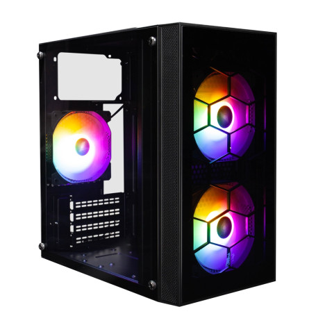 1STPLAYER FIREBASE X1, mATX, 3x120mm FRGB, Black, X1-BK-3F1
