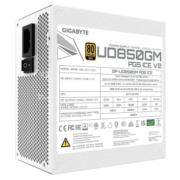 Gigabyte UD850GM PG5 ICE, 850W, 80 PLUS Gold, GP-UD850GM PG5 ICE, белый