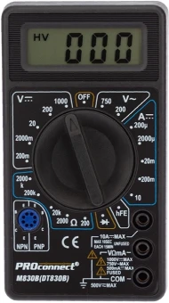 Мультиметр PROconnect M830B DT830B цифровой черный (13-3011)