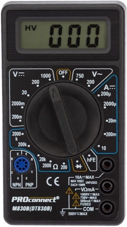 Мультиметр PROconnect M830B DT830B цифровой черный (13-3011)