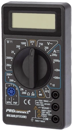 Мультиметр PROconnect M830B DT830B цифровой черный (13-3011)