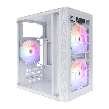 1STPLAYER FIREBASE X1, mATX, 3x120mm FRGB, White, X1-WH-3F1-W