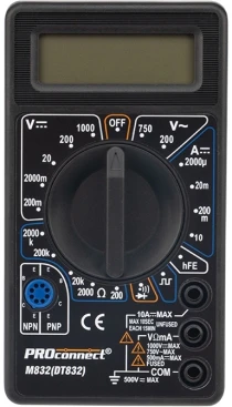 Мультиметр PROconnect M832 DT832 цифровой черный (13-3012)