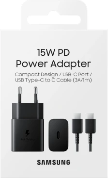 Сетевое зар./устр. Samsung EP-T1510X 15W 2A+1.67A (PD) USB Type-C для Samsung черный (EP-T1510XBEGRU)
