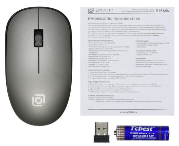 Мышь Оклик 515MW черный/серый оптическая 1200dpi беспров. USB для ноутбука 3but (1018267)