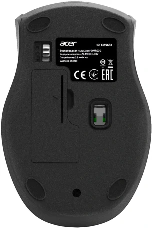 Acer OMR030, беспроводная, 1600dpi, черный