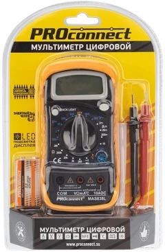 Мультиметр PROconnect MAS838L DT858L цифровой черный/желтый (13-3022)