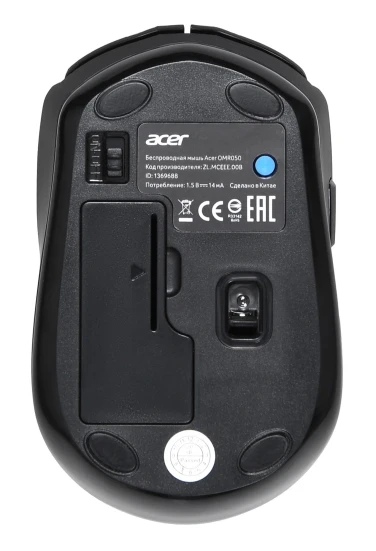 Acer OMR050, беспроводная, 1600dpi, черный