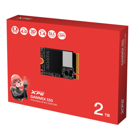 ADATA XPG GAMMIX S55 2TB M.2 2280 PCIe Gen4x4 5000/3700 SGAMMIXS55-2T-C