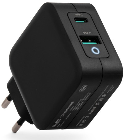 Блок питания TopON TOP-GaN-65WB автоматический 65W 5V-20V 3.25A от бытовой электросети LED индикатор