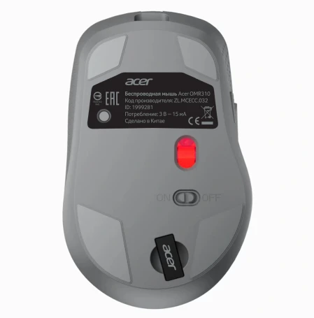 Acer OMR310, беспроводная, 1600dpi, темно-серый
