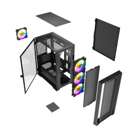 Powercase Alisio Micro X4B V2 LE, mATX, 4x120mm ARGB, Black, CAMCXB-A4-LE