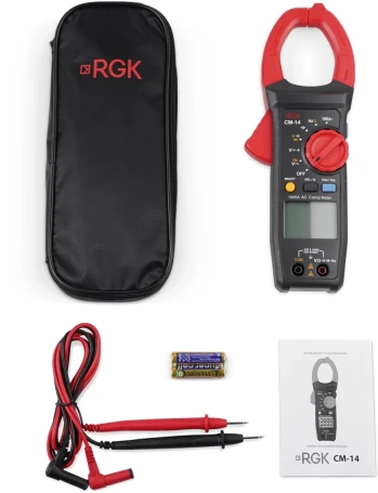 Клещи токоизмерительные RGK CM-14 цифр. измер.ток:переменный черный/красный (755115)