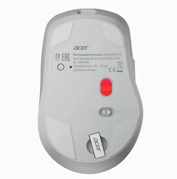 Acer OMR310, беспроводная, 1600dpi, светло-серый