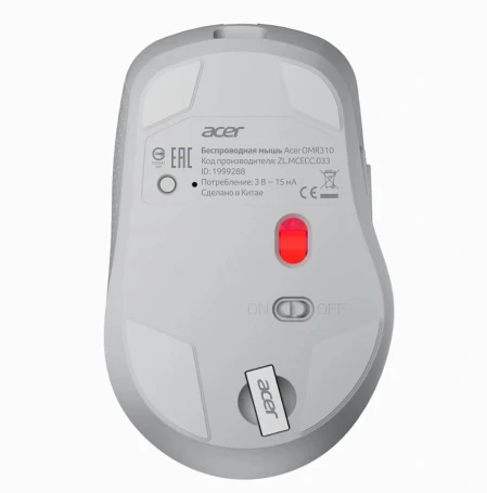 Acer OMR310, беспроводная, 1600dpi, светло-серый