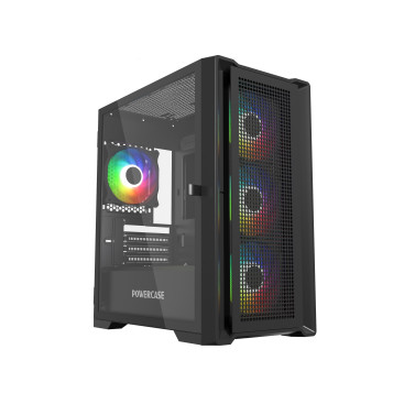 Powercase Alisio Micro X4B V2, mATX, 4x120mm ARGB, Black, CAMCXB-A4