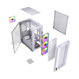 Powercase Alisio Micro X4W V2 LE, mATX, 4x120mm ARGB, White, CAMCXW-A4-LE