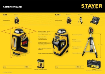 Нивелир лазерн. Stayer 34962-2 цв.луч. красный 2луч.