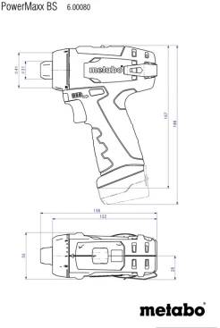 Дрель-шуруповерт Metabo PowerMaxx BS Basic аккум. патрон:быстрозажимной (кейс в комплекте) (600080500)