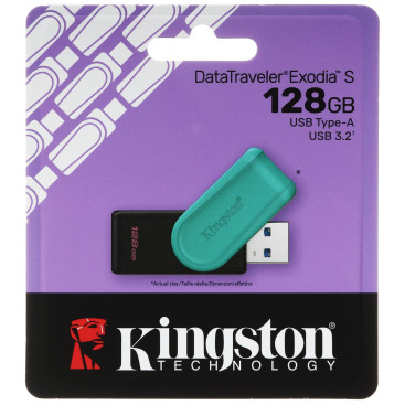 Память USB Flash Kingston 128 Гб DataTraveler Exodia S USB 3.2 (бирюзовый/черный)