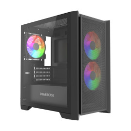 Powercase Alisio Micro Z3B ARGB V2, mATX, 3x120mm ARGB, Black, CAMZB-A3-V2
