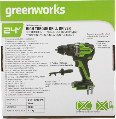 Дрель-шуруповерт Greenworks GD24DD90 аккум. патрон:быстрозажимной (3707507)