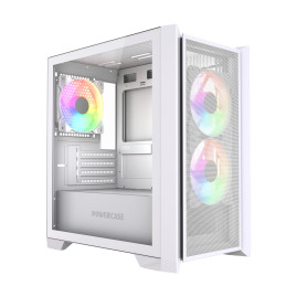 Powercase Alisio Micro Z3W ARGB V2, mATX, 3x120mm ARGB, White, CAMZW-A3-V2