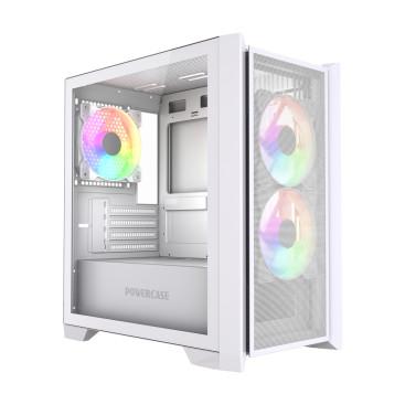 Powercase Alisio Micro Z3W ARGB V2, mATX, 3x120mm ARGB, White, CAMZW-A3-V2