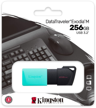 Память USB Flash Kingston 256 Гб DataTraveler Exodia M USB 3.0 (черный/зеленый)