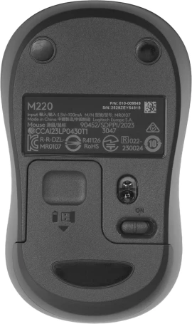 Logitech Silent M220, беспроводная, 1000dpi, темно-серый/черный