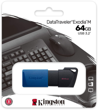 Память USB Flash Kingston 64 Гб DataTraveler Exodia M USB 3.0 (черный/синий)
