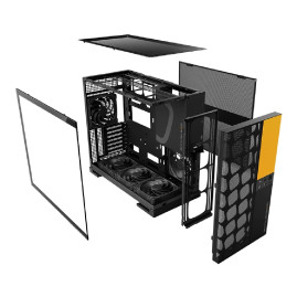 Geometric Future Model 5 Vent Black Yellow with fans, E-ATX, 5x140mm ARGB, Black Yellow, 1AM5VTBY01100