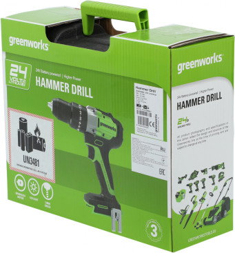 Дрель-шуруповерт Greenworks GD24DD60K2 аккум. патрон:быстрозажимной (кейс в комплекте) (3704107UA)