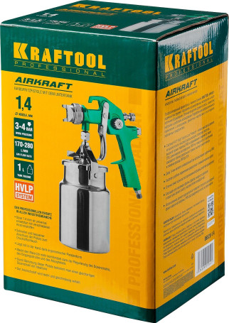 Краскораспылитель Kraftool 06520-1.4 280л/мин соп.:1.4мм бак:1л
