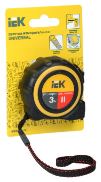 Рулетка строительная IEK Universal дл.полотна 3м изм.шкала в см зацеп простой черный/желтый (TIR10-1-003)