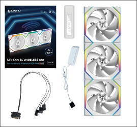 Комплект вентиляторов (3шт.) Lian Li UNI FAN SL WIRELESS 120 / 12SL1W3W WHITE / 120x124,5x28мм (PWM, ARGB, 2000 об/мин (Max.), 28.5dBa) / G99.12SL1W3W.R0
