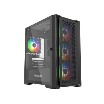 Powercase ByteFlow Micro Black, mATX, 4x120mm ARGB, Black, CAMBFB-A4