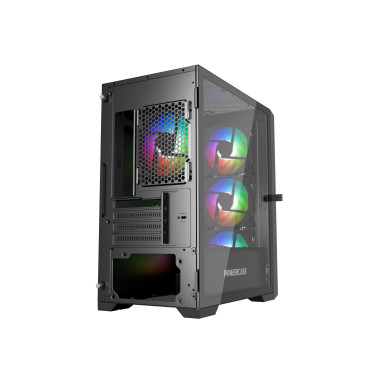 Powercase ByteFlow Micro Black, mATX, 4x120mm ARGB, Black, CAMBFB-A4