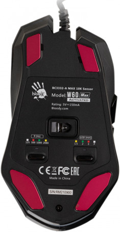 A4Tech Bloody W60 Max, проводная, 10000dpi, черный