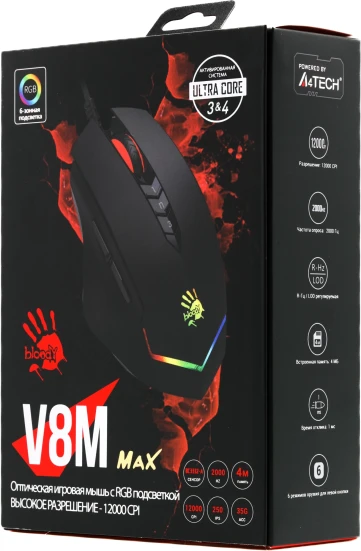 A4Tech Bloody V8M Max, проводная, 12000dpi, черный