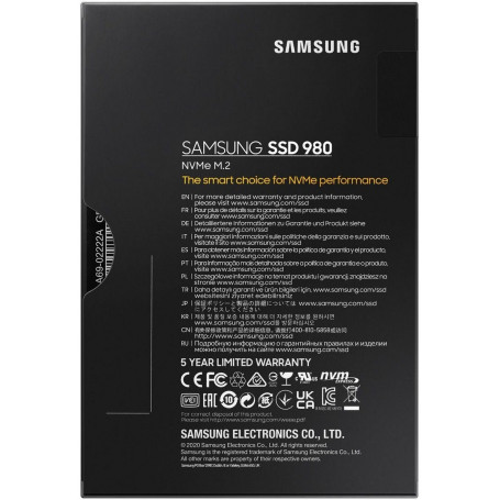 Samsung 980 500GB M.2 2280 PCIe Gen3x4 3100/2600 MZ-V8V500BW