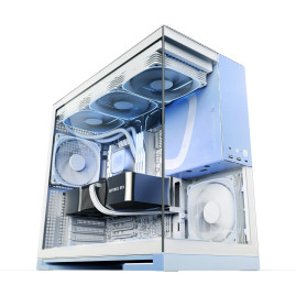 Geometric Future Model 5 White Blue with fans, E-ATX, 5x140mm ARGB, White Blue, 1AM5WKPB01100