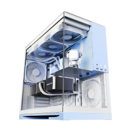Geometric Future Model 5 White Blue with fans, E-ATX, 5x140mm ARGB, White Blue, 1AM5WKPB01100
