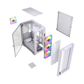 Powercase ByteFlow Micro White LE, mATX, 4x120mm ARGB, White, CAMBFW-A4-LE