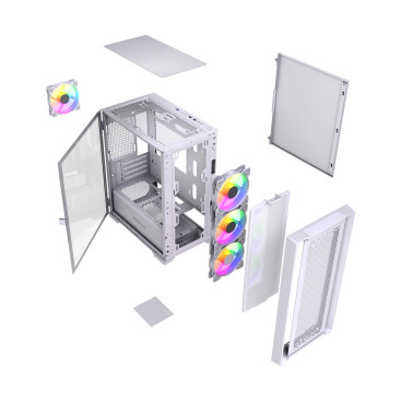 Powercase ByteFlow Micro White LE, mATX, 4x120mm ARGB, White, CAMBFW-A4-LE
