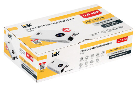 Стабилизатор напряжения IEK Slim 0.5кВА однофазный белый (IVS22-1-D05-09)