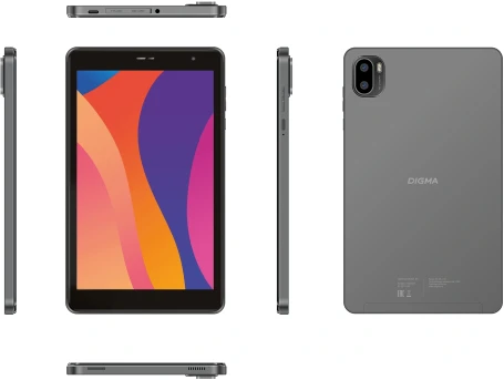 Планшет Digma Optima 8430E 4G T606 (1.6) RAM4Gb ROM64Gb 8" IPS 1280x800 4G Android 14 серый 5Mpix 2Mpix BT WiFi microSD 128Gb 4000mAh