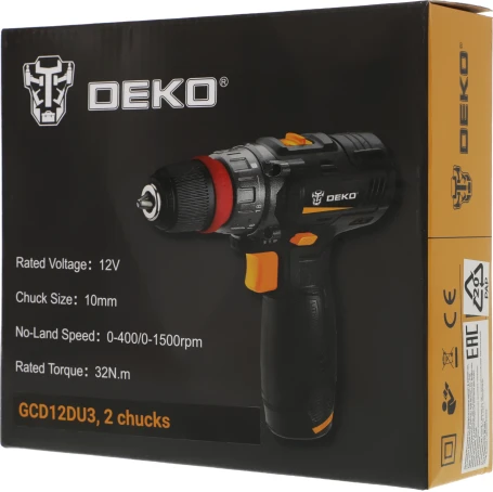 Дрель-шуруповерт Deko GCD12DU3 аккум. патрон:быстрозажимной (063-4114)